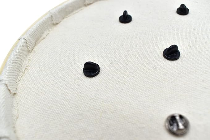 Round Badge Brooch Display Wall Hanging Pin Display Glitter Board Jewelry Storage Pin Collection Banner with Bamboo Hoop for Enamel Pins Buttons and Labels (Natural-Canvas)