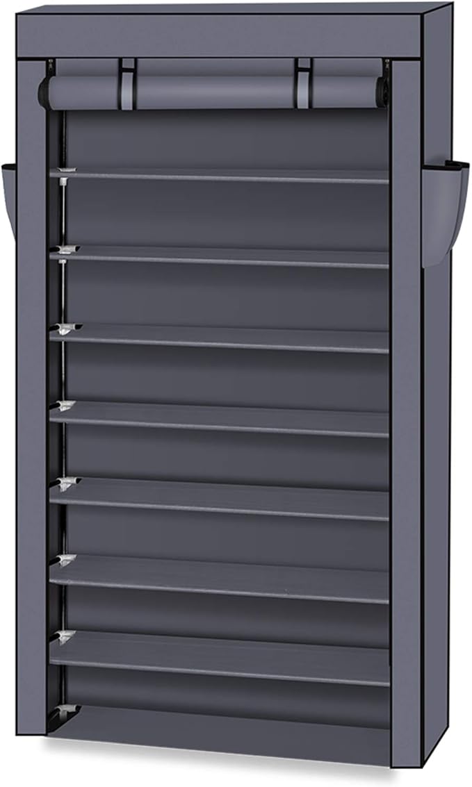 10-Tier Portable Shoe Rack, Shoe Organizer with Smooth Painted Surface Finishe, Space-Saving Shoe Shelf for Entryway, Living Room, Bedroom (Gray, 10-Tier)