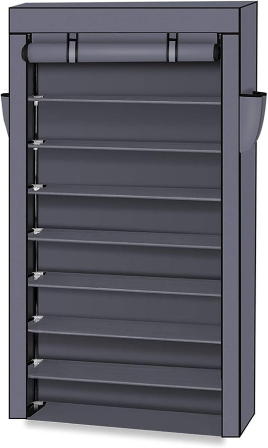 10-Tier Portable Shoe Rack, Shoe Organizer with Smooth Painted Surface Finishe, Space-Saving Shoe Shelf for Entryway, Living Room, Bedroom (Gray, 10-Tier)