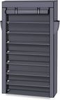 Vasitelan 10-Tier Shoe Rack, Shoe Storage Cabinet with Dustproof Cover, Free-Standing Shoe Storage Organizer for Closet, Entryway, Hold 35-45 Pairs of Shoes, for Sneakers, High Heels (Gray)