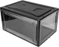 LALAFINA Large Stackable Shoe Storage Box with Lid Black Shoe Organizer Cabinet for Men and Women Practical Drawer-type Storage Container for Home Closet