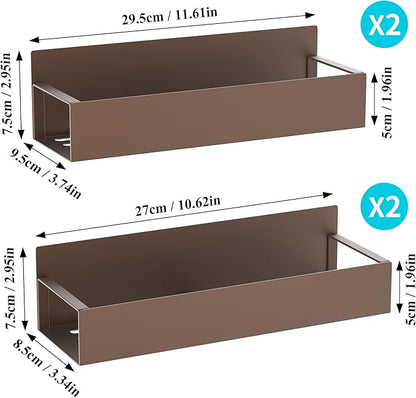HuggieGems 4 Pack Magnetic Spice Storage Rack Organizer for Refrigerator and Oven, Bronze Fridge Organizers and Storage