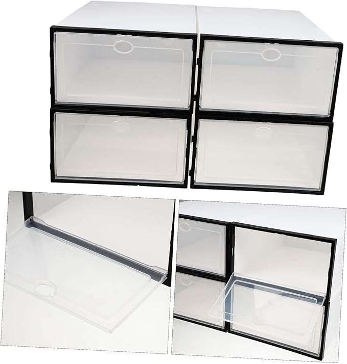 Outanaya 4pcs Plastic Shoe Storage Boxes Stackable Holders for Easy Organization and Dust for Home Dorm and Shoe Stores
