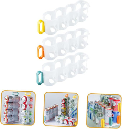 Zerodeko 3Pcs Refrigerator Beverage Holder Multi Function Can Organizer for Soda Beer and Drinks Space Saving Storage Rack for Kitchen Bar and Cafe
