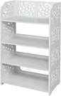 4 Tier Wood-Plastic Board Shoe Racks,Narrow Vertical Shoes Rack,Freestanding Shoe Organizer Shelf,Shoe Rack Storage Organizer,with Shelves,for Closet, Entryway, Front Door Entrance, Hallway (White)