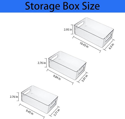 Refrigerator Organizer Bins 3 Pack Stackable Fridge Organizers with Handles Clear Freezer Storage Containers for Pantry, Cabinets,Shelves, Drawer – BPA-Free Plastic Kitchen Organizers