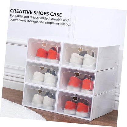 Large Capacity Plastic Shoe Storage Box with Flip Lid Drawer Design, Thickened Organizer for Women’s Shoes, 6pcs Set for Closet and Home Storage