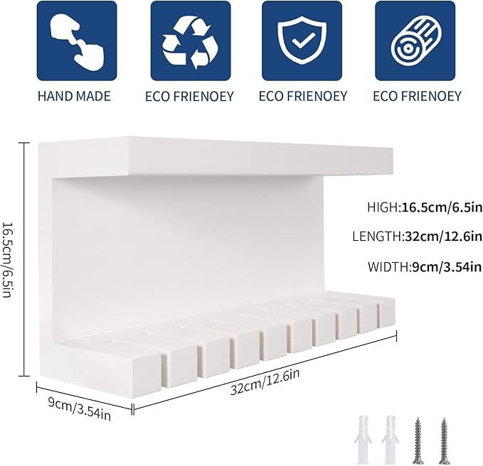 Yamahiko Belt Storage Organizer With Double Shelving Platform, Wall Mount Hanger Rack for Closet, Universal Holder for Men and Women, White
