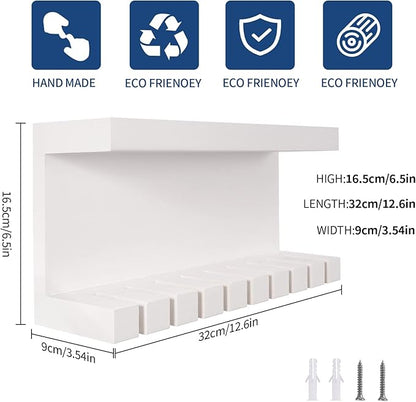 Yamahiko Belt Storage Organizer With Double Shelving Platform, Wall Mount Hanger Rack for Closet, Universal Holder for Men and Women, White