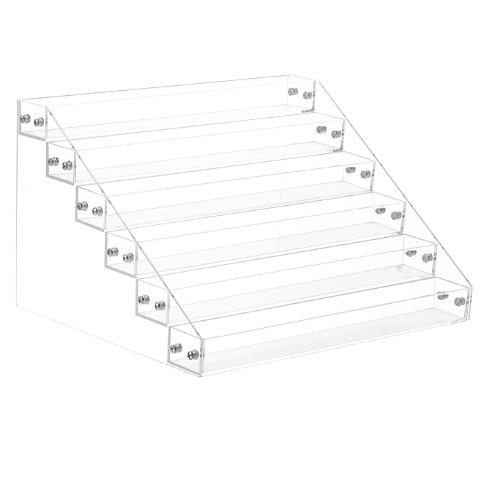 Gospire 6 Tier Clear Acrylic Nail Polish Ink Rack Sunglasses Organizer Eyeglasses Display Rack essential oil Stand Holder Jewelry Makeup Organizer