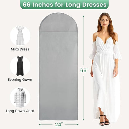 Carbrea 66 Inch Garment Bags for Hanging Clothes - Long Dress Bags for Gowms Closet Wardrobe Storage Travel - 4 Pack