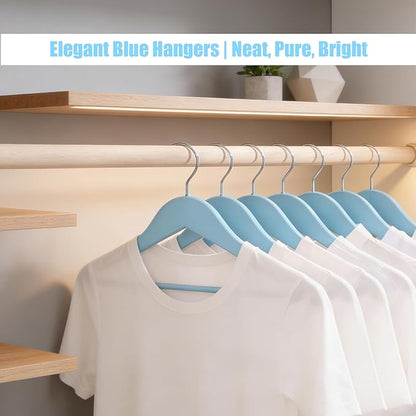 20 Pack Blue Clothes Hangers Slim Wood Hangers Coat Hangers for Closet,Clothes Hanger with Extra Smooth Finish,Precisely Cut Notches for Shirt Suit Dress Women Home Kids (Blue)