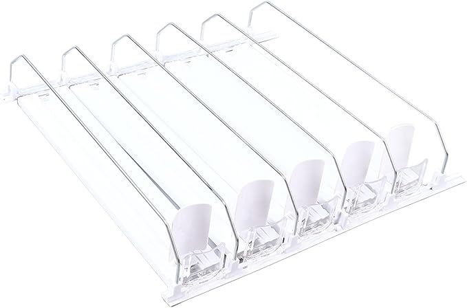Drink Soda Can Dispenser For Refrigerator, Spring Loaded Fridge Drink, Width Push Rod Slide Rail Soda Can 38cm(White)