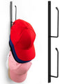 Hat Rack for Baseball Caps (2-Pack), Stainless Steel Hat Organizer for Baseball Caps, Multi-Purpose Hooks for Wall, Strong Adhesive/Wall Drilled (Black)