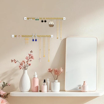 Earring Organizer Wall Mounted 2 Pack Earring Holder Hanging Jewelry Organizer Display for Stud/Hoop/Dangle Earring Necklace Bracelet Ring