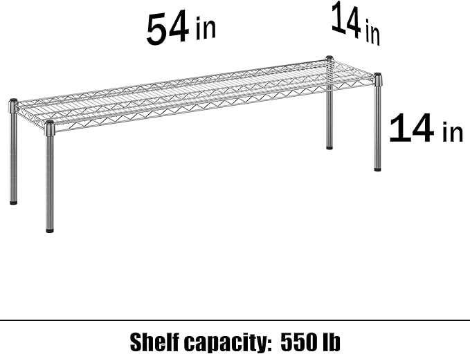 14" Deep x 54" Wide x 14" Height Wire Shelving Kit | 1-Tier | NSF Commercial Storage Rack Unit