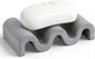 Diatomite Soap Dish Quick Drying Bar Soap Holder Draining Soap Saver Rack Wave Pattern Sponge Tray for Bathroom Sink, Shower, Kitchen, Dark Grey