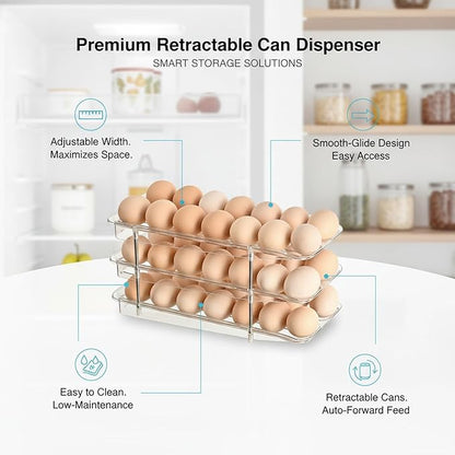 Retractable Can Organizer, Adjustable Width Sliding Dispenser for Refrigerator & Pantry, Clear Plastic Storage Rack for Soda Cans and Bottles (1 PC)