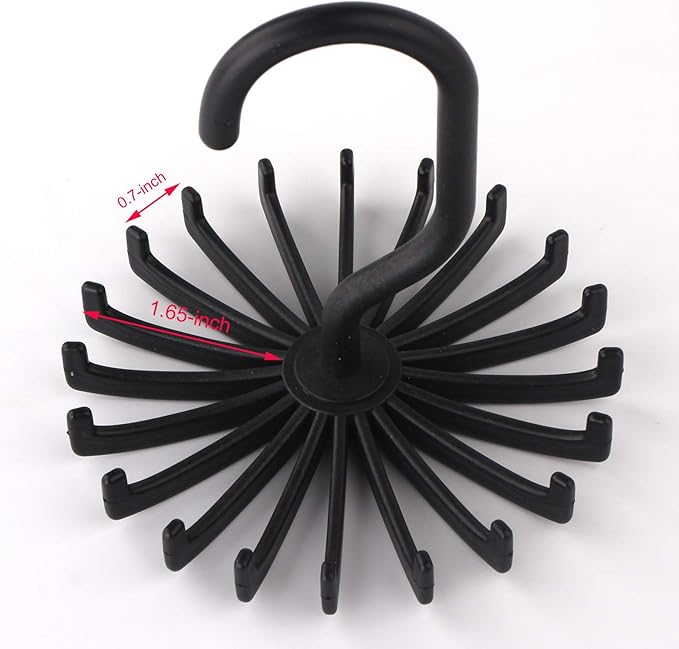 3 Pack Twirl Ties Rack Closet Organizer Tie Hanger Hook Headband Holder (Black)