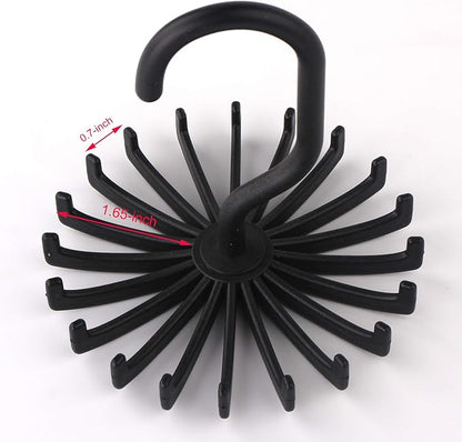 3 Pack Twirl Ties Rack Closet Organizer Tie Hanger Hook Headband Holder (Black)