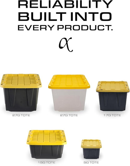 CX BLACK & YELLOW Heavy Duty Storage Bins with Lids (2, 17 Gallon)