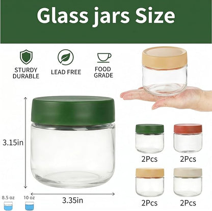 Cididu 8 Pack Overnight Oats Container with Lids, 10 Oz Clear Glass Yogurt Storage Jar, Leak Proof Empty Glass Candy Jar for Food Prep, Spice, Snacks, Jam, Beans, Cereal, Kitchen, Airtight