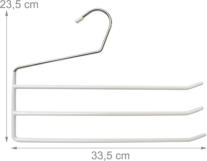 Set of 5 Relaxdays Multi Pants Hangers, Metal Skirt Holder, 3 Trouser Rails, Open, Non-Slip, Assorted Colours