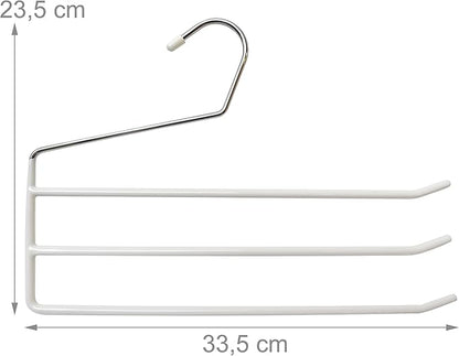 Set of 5 Relaxdays Multi Pants Hangers, Metal Skirt Holder, 3 Trouser Rails, Open, Non-Slip, Assorted Colours
