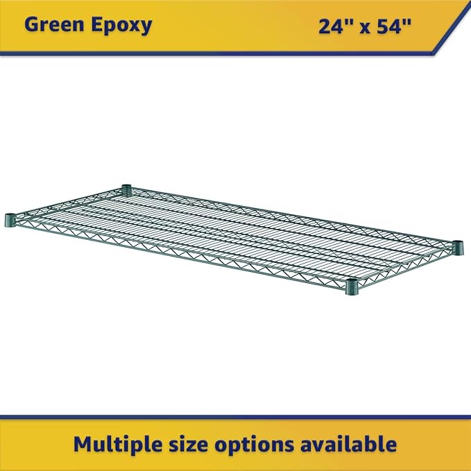 (2-Pack) 24" x 54", Green Epoxy Additional Heavy Duty Wire Shelving, Wire Shelf for Shelving Units, NSF Replacement Shelves for Rack