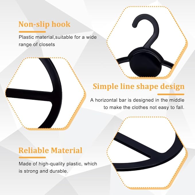 AHANDMAKER 10 Pcs Black Plastic Oval Scarf Hanger, Space Saving Scarf Holder, Tie, Belt, Headband Organizer, 5.35 Inch