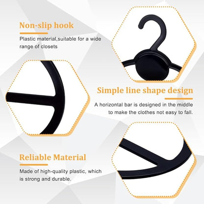 AHANDMAKER 10 Pcs Black Plastic Oval Scarf Hanger, Space Saving Scarf Holder, Tie, Belt, Headband Organizer, 5.35 Inch