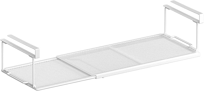 Expandable Under-Shelf Shoe Rack for Closet(1-Pack) - Adjustable Under Shelf Storage Organizer, No-Tool Installation Sturdy Metal Hanging Shelves for Sneakers, Flats & Casual Shoes (White)