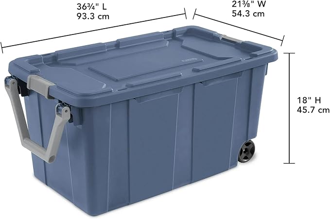 Extra Large Storage Bin, 40 Gallon Wheeled Plastic Storage Container with Handle,Pack of 2 (blue)
