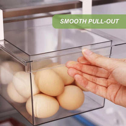 Yatmung 2 Pack Extra-Large Deli Drawer Organizer for Refrigerator Pull Out - Fridge Drawer Organizer and Storage Containers - Meat, Cheese, Produce, Sliding - Fridge Organization Bin
