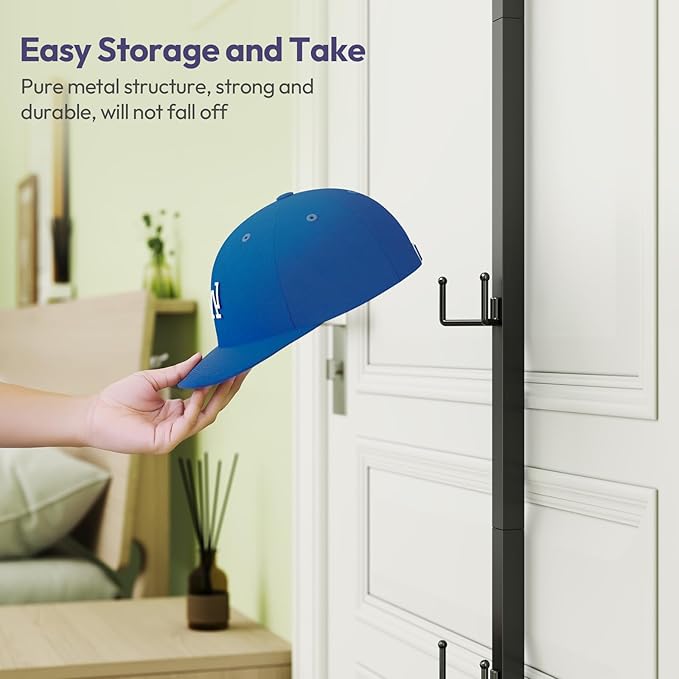 SWTYMIKI Over Door Hat Organizer - 2 Packs Metal Wall Mounted Hat Rack with 5-Tier Dual Hooks Design, Hanging Baseball Cap Organizer Storage Holds up to 40 Caps for Door, Bedroom, Closet