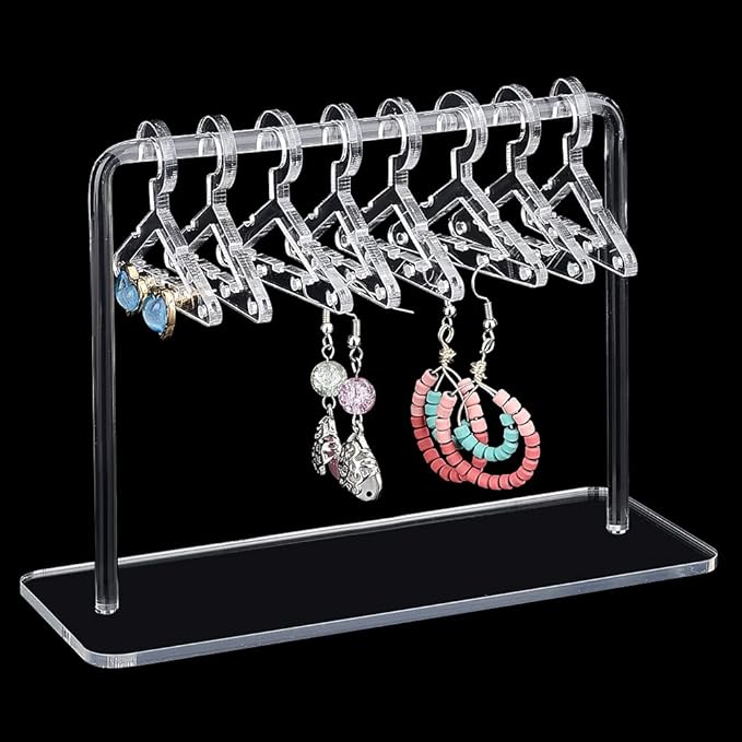 PH PandaHall Acrylic Earring Holder, Coat Hanger Shape Jewelry Organizer Clear Dangle Earring Display Stand Acrylic Ear Studs Display Rack for Retail Show Personal Exhibition, 2.3x5.9x4.2inch