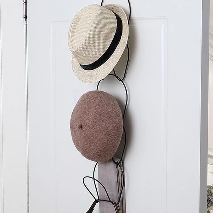 5Pcs Multi Layer Hat Rack, Black Iron Hat Holder Organizer Space Saving Wall Mount or Hanging Cap Display for Baseball Caps Scarves Handbags Belts Towels