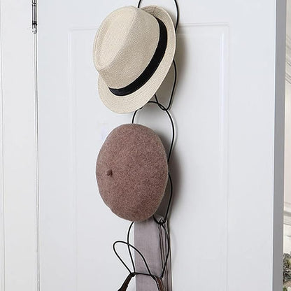 5Pcs Multi Layer Hat Rack, Black Iron Hat Holder Organizer Space Saving Wall Mount or Hanging Cap Display for Baseball Caps Scarves Handbags Belts Towels