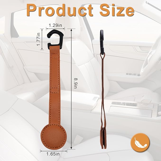 2-Pack Magnetic Cowboy Hat Clip, Leather Car Hat Holder with Strong Magnets, Universal Truck & SUV Accessories, Easy Install, Space-Saving Headrest Hook for Baseball & Cowboy Hats (Brown)