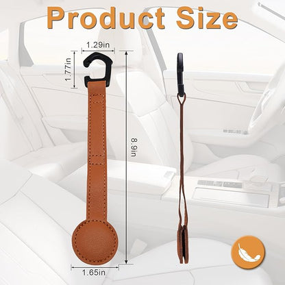 2-Pack Magnetic Cowboy Hat Clip, Leather Car Hat Holder with Strong Magnets, Universal Truck & SUV Accessories, Easy Install, Space-Saving Headrest Hook for Baseball & Cowboy Hats (Brown)