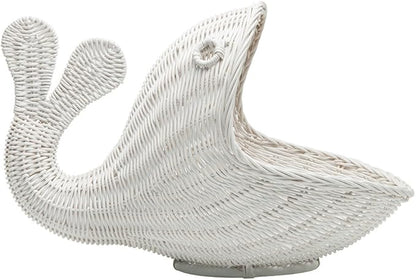 KOUBOO Rattan Whale Storage Basket, Wicker Storage Bin, Whale shaped, Bedroom Basket, Ocean Themed Basket, Home Organizer, White