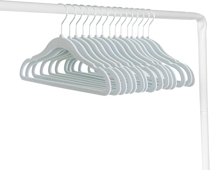 3 Sprouts Velvet Baby Hangers - Non-Slip Hangers for Infant and Toddler Clothes - Slim Space-Saving Design with Nordic Colors for Nursery - 30 Pack - Blue