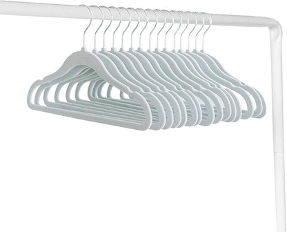 3 Sprouts Velvet Baby Hangers - Non-Slip Hangers for Infant and Toddler Clothes - Slim Space-Saving Design with Nordic Colors for Nursery - 30 Pack - Blue