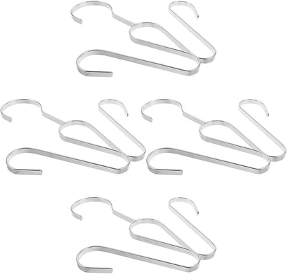 Garneck 4pcs Stainless Steel Shoe Drying Rack with Double Hooks, Hanging Boot Organizer for Closet Storage, Space-saving Shoe Display Rack for Home Use