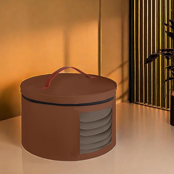 Samplife Hat Box,Hat Storage Box,Stackable Round Brim Hats Organizer Bag Container for Closet,Travel Hat Boxes for Women, Cowboy Hat Organizer, FoldableTravel Cap Boxes (04-Brown, 16.5" D x 10.5" H)