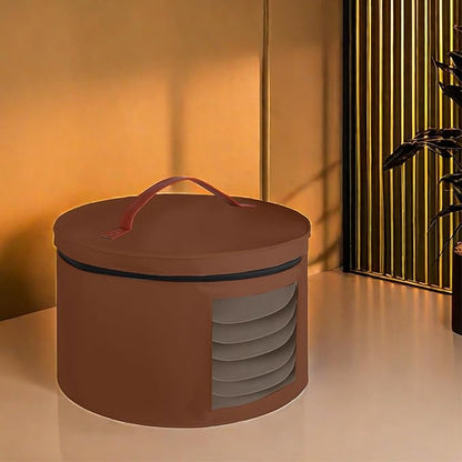 Samplife Hat Box,Hat Storage Box,Stackable Round Brim Hats Organizer Bag Container for Closet,Travel Hat Boxes for Women, Cowboy Hat Organizer, FoldableTravel Cap Boxes (04-Brown, 16.5" D x 10.5" H)