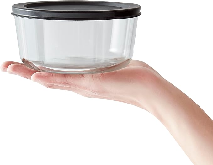6-Piece Glass Food Storage Containers Set (3 Containers + 3 BPA-Free Lids) | 4-Cup, Leakproof | Microwave, Freezer, Oven & Dishwasher Safe | Ideal for Meal Prep & Pantry Organization, Black