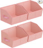 Homsorout Storage Bins for Shelves - Small Trapezoid Closet Shelf Organizer, Fabric Organization Bins with Handles, Storage Baskets for Clothes, Towel, Purse, 4 Pack, Pink