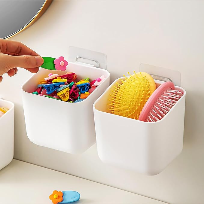 4-Pack Adhesive Headband Holder Organizer, Stretchable Wall Scrunchie Storage for Hair Ties, Hairbands, Claw Clips, Hair Brushes, Makeup Accessories, White