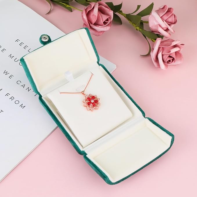 Velvet Jewelry Box Pedant Boxes Jewellry Organizers Jewelry Case for Birthday Engagement Wedding Anniversary (Large Pendant Box)